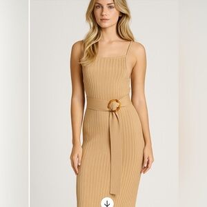 Nicholas tan ribbed maxi dress